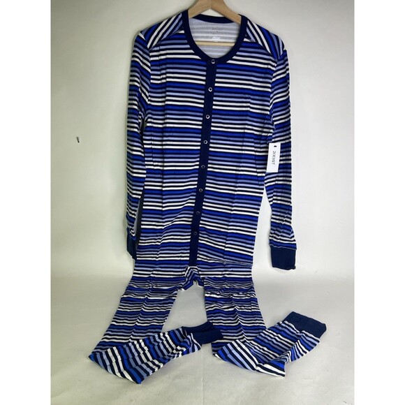 2xist Cotton Stretch Striped One Piece Union Suit Pajama Sleepwear Mens Size M - Picture 1 of 11